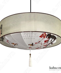 Đèn vải đĩa bay vòng trụ vẽ hoa KH-DTR060