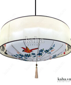Đèn vải đĩa bay vòng trụ vẽ hoa KH-DTR061