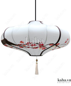 Đèn vải đĩa bay vẽ hoa KH-DTR059