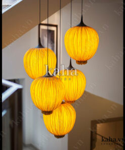 Đèn treo vải nhăn hình bầu dục KH-DTR047