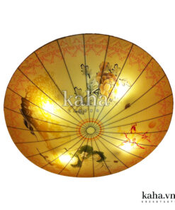 Đèn vải đĩa bay vẽ hoa KH-DTR012