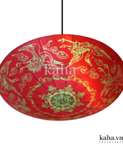 Đèn vải đĩa bay vẽ hạc KH-DTR013